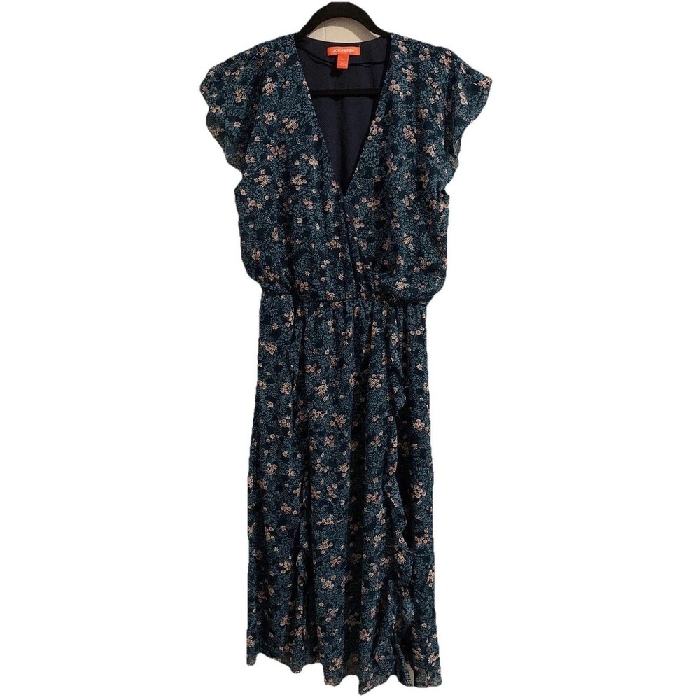 Joe Fresh Womens Size Small Dress Floral MIDI Chiffon Lined